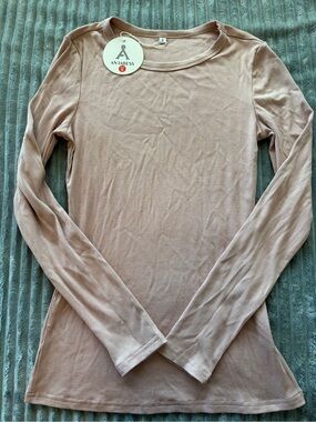 Macy's Long-Sleeve Ribbed Top - Dusty Pink